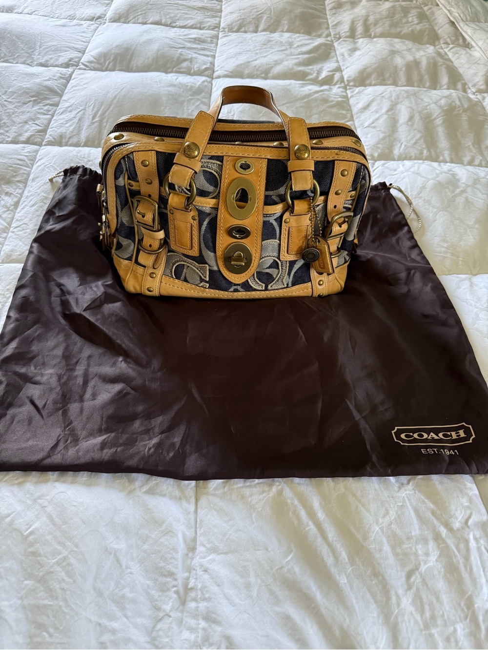 Vintage Coach Lily Legacy Signature Denim Satchel w/ Vachetta Leather Trim - Picture 11 of 11
